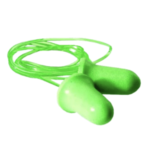 Green foam cordered earplugs